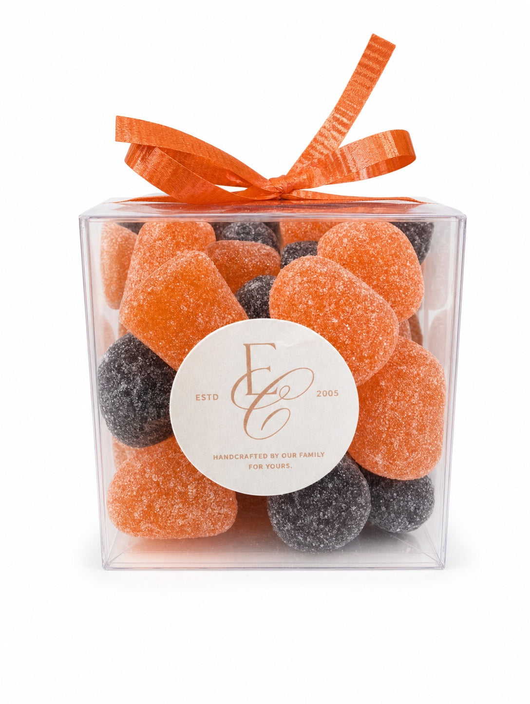 Enchanted Chocolate sugared Halloween gumdrop gift box, close-up view